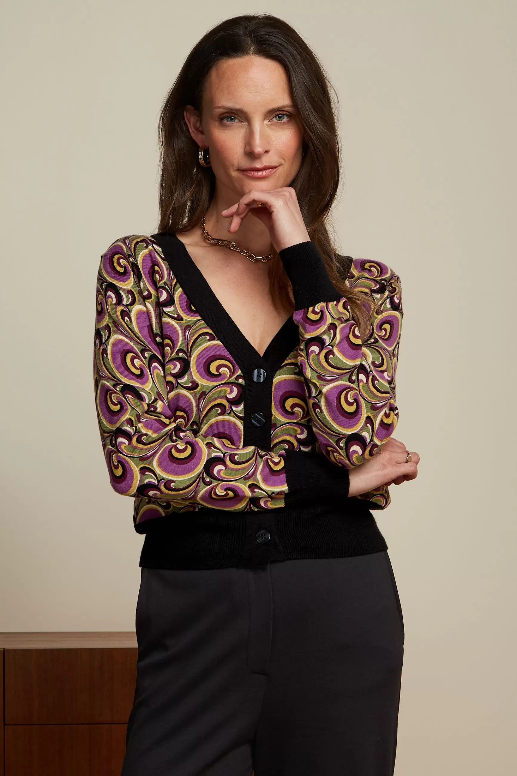 DAMES King Louie Cardi Deep V Patchouli