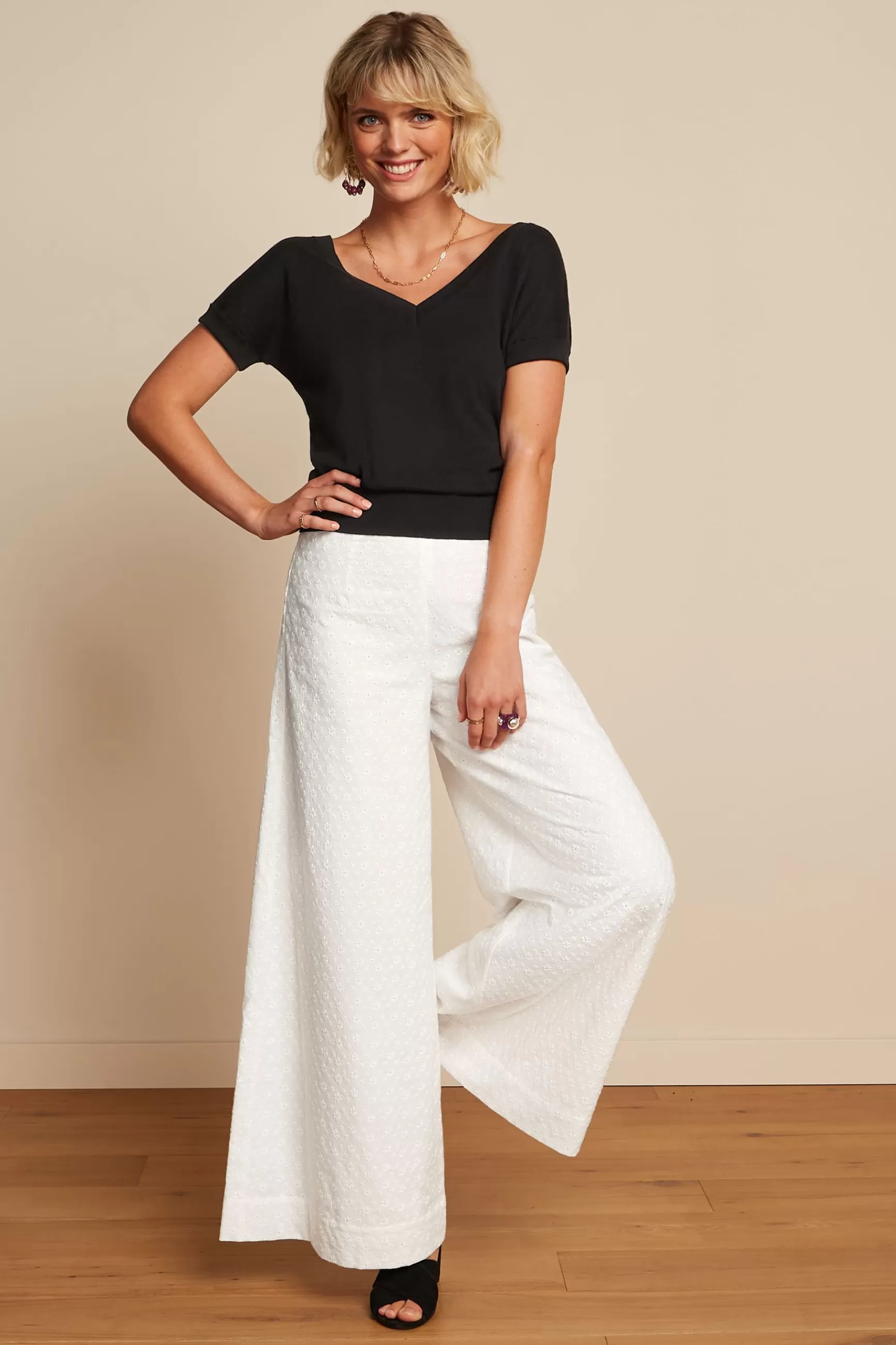 DAMES King Louie Palazzo Pants Rosa Broderie Anglaise