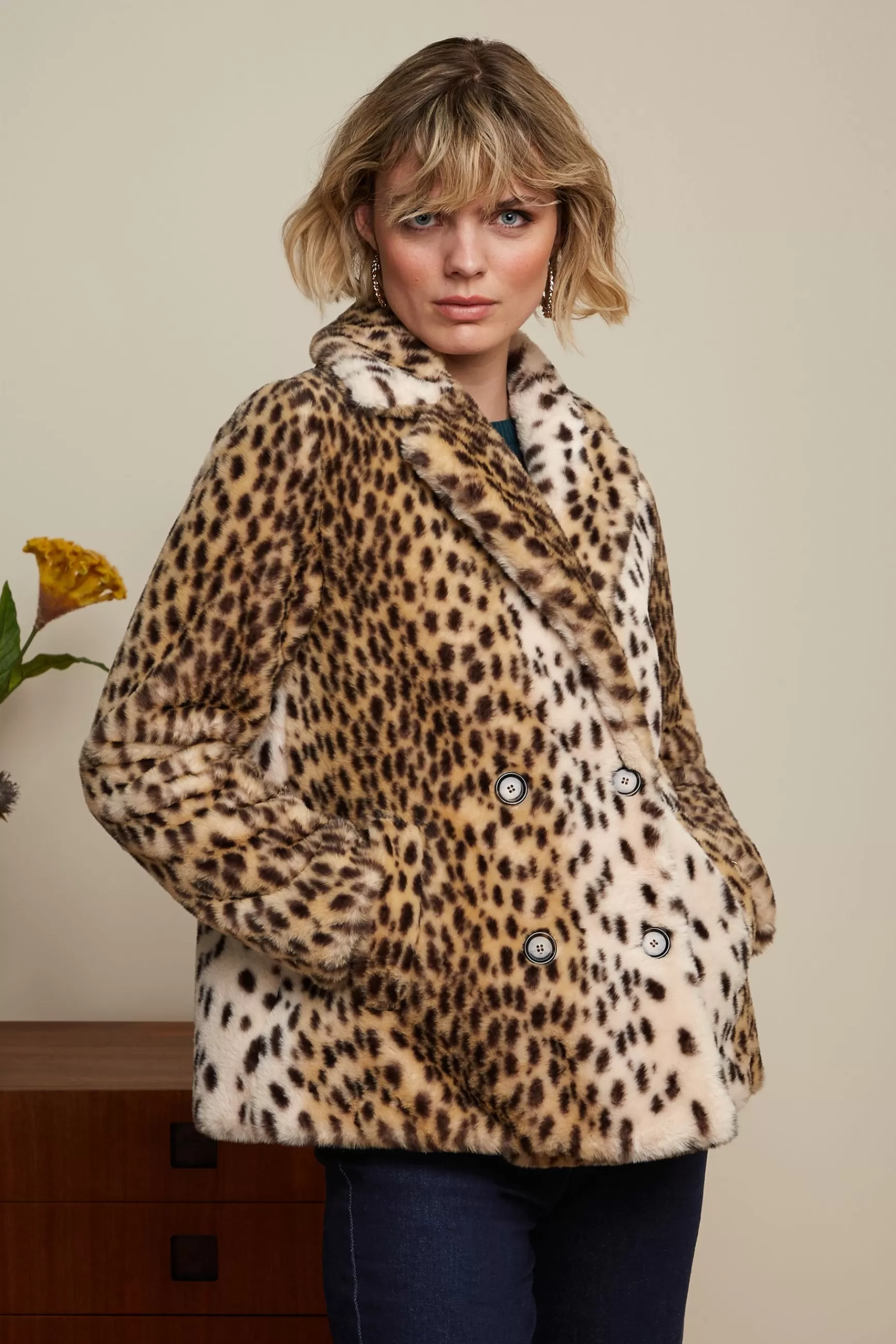 DAMES King Louie Patti Coat Midi Cheetah Fur