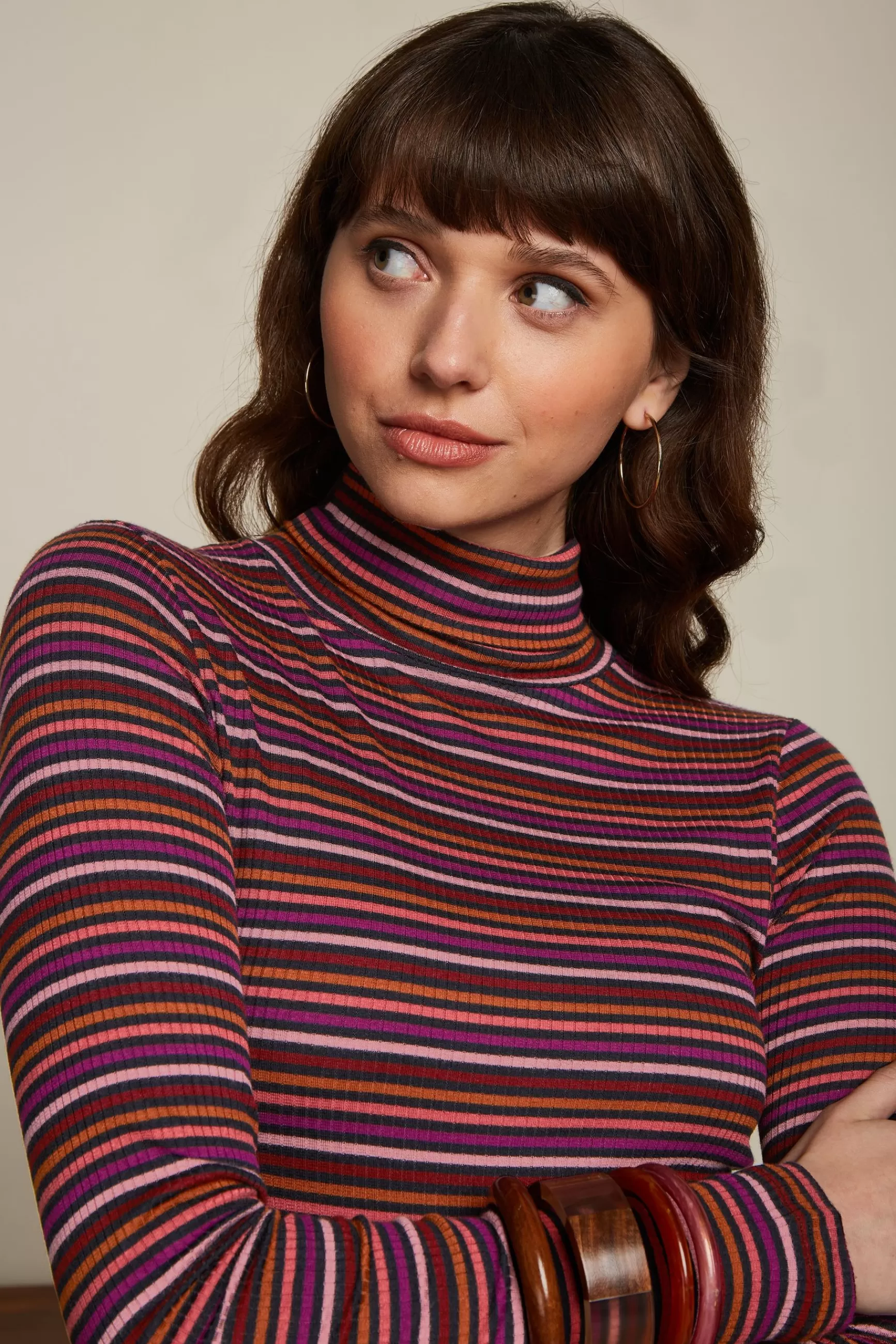 DAMES King Louie Rollneck Top Rolla Stripe